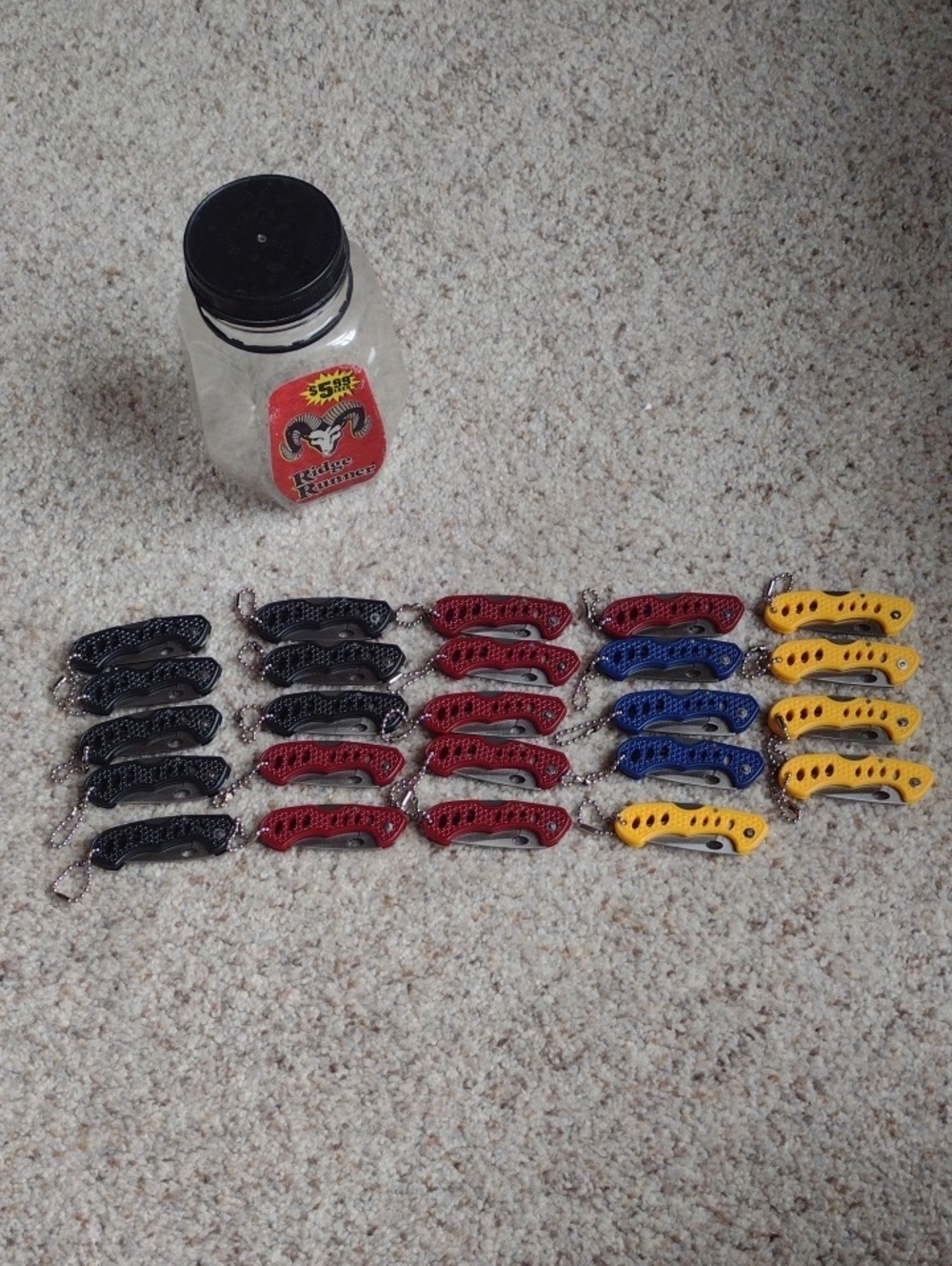 Pocket Keychain Folding Knives - Black Red Blue Yellow